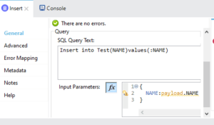 Add the Insert query to the SQL Query Text 